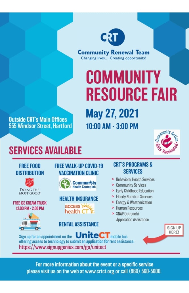 CRT Hosts FREE Community Resource Fair on Thurs., May 27 in Hartford